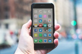 Person holding Smartphone looking at business listings